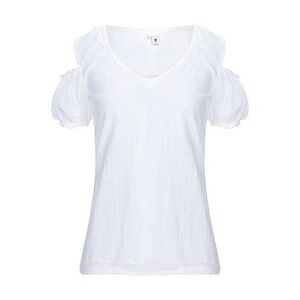 NWT $235 European Culture White Cold Shoulder Puff Sleeve V-Neck Top Small